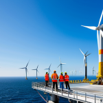 포르투갈의 재생 에너지 정책 - Offshore Wind Farm**

"A vast offshore wind farm off the coast of Portugal, with modern wind turbine...